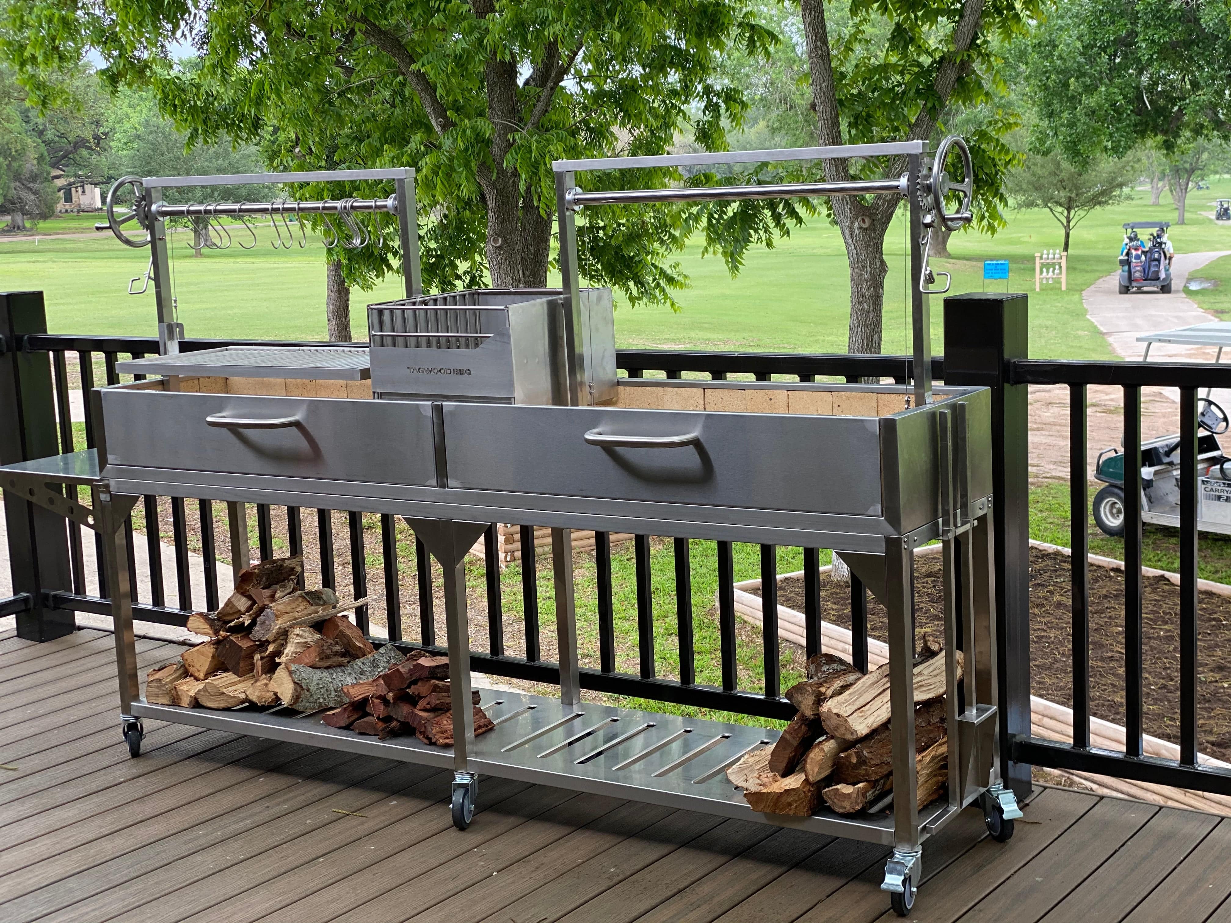 Tagwood BBQ Double Argentine Santa Maria Wood Fire & Charcoal Gaucho Grill | BBQ04SS - SPECIAL ORDER ONLY -  Estimated 14-20 weeks - TAGWOOD BBQ STORES