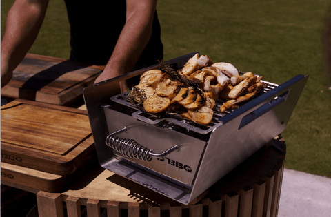 Tagwood BBQ Table Top Warming Brazier | Stainless steel and Acacia wood  | BBQ07SS-- - TAGWOOD BBQ STORES